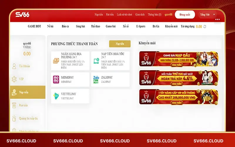 Hướng dẫn nạp tiền sv66