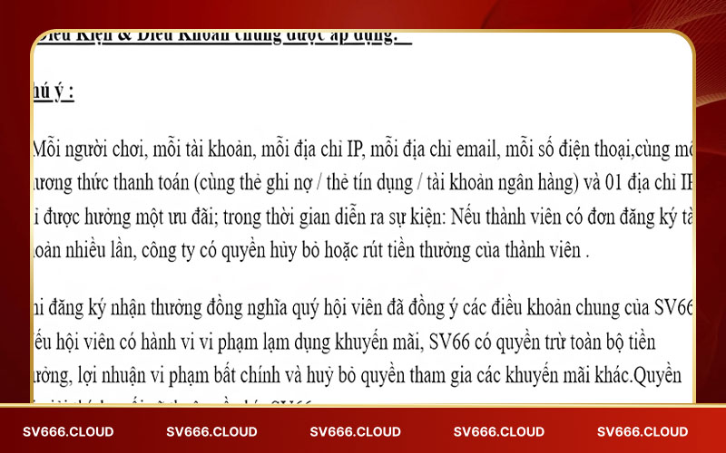 Lưu ý quan trọng của sự kiện SV66 tặng 88K